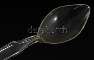 2 db fújt üveg gyógyszertári kanál, XIX. sz. hibátlan ca 18 cm