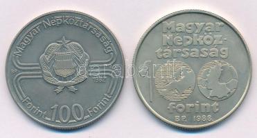 1982. 100Ft Cu-Ni "Labdarúgó világbajnokság 1982" + 1988. 100Ft "Labdarúgó EB / Kapus" T:BU Adamo EM68, EM103