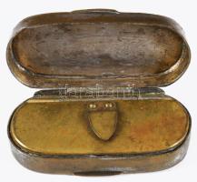 Tubákos szelence, ezüstözött réz 6,5 cm