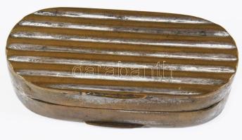 Tubákos szelence, ezüstözött réz 6,5 cm