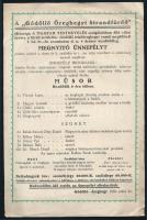 1926 Gödöllő Öreghegyi Strandfürdő megnyitó ünnepélyének műsora, 23x15,5 cm