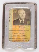 Fényképes BKV bérlet, BSZKRT. fémtokban, 10,5x7,5 cm