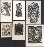 Klf. külföldi alkotók (Avo Keerend, Ladislav Vlodek, Erhard Zierold stb.): 10 db erotikus ex libris és kisgrafika. Klf. technikák, papír, részben jelzett, klf. méretekben. Hátoldalán paszpartuzás nyomaival.
