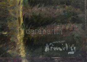 Olvashatatlan jelzéssel (Némedy?), XX. sz. első fele: Táj. Olaj, karton. Apró felületi sérülésekkel....