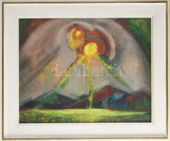 Sziky Károly (?-?): Atmoszférikus táj. Olaj, farost. Jelzett a hátoldalán. Dekoratív fakeretben. 41x...