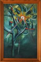 Sziky Károly (?-?): Fények. Olaj, farost. Jelzés nélkül. Fakeretben. 64,5x42 cm