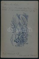 1914 Magyar katona egészalakos portréja, a hátoldalon saját kezű dedikációval, kabinetfotó Nikola Ca...