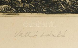 Valkó László (1946-): Siklós. Rézkarc, papír, jelzett, 29×36 cm. Lapszéli ázásnyommal