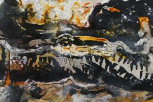 Kárpáti Gusztáv (1941-2013): Gesztusok. Vegyes technika, papír, jelzés nélkül, 19×49 cm. Paszpartuba...