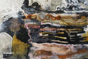 Kárpáti Gusztáv (1941-2013): Gesztusok. Vegyes technika, papír, jelzés nélkül, 19×49 cm. Paszpartuba...