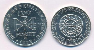 1972. 50Ft Ag + 100Ft Ag "Szent István" pár, kapszulában T:BU  Adamo EM38, EM39