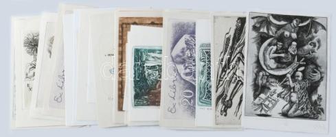 Klf. alkotók (Vén Zoltán, László Anna, Fritz Kühn, Nagy László Lázár, Ürmös Péter, Raszler Károly stb.): 23 db ex libris és kisgrafika (közte néhány kevés erotikus). Rézkarc vagy rézmetszet, papír, részben jelzett, klf. méretekben.