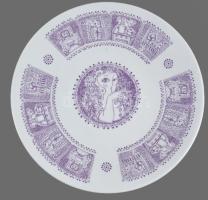 Zsolnay modern dísztál, jelzett, hibátlan, d: 25 cm