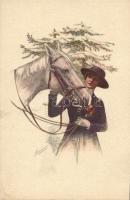 Lady and horse artist signed