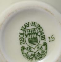 Zsolnay pillangó mintás váza, jelzett, hibátlan, m: 13 cm