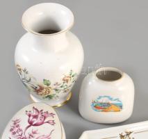 Hollóházi 5 darab tárgy, jelzett, hibátlan, m: 15 cm