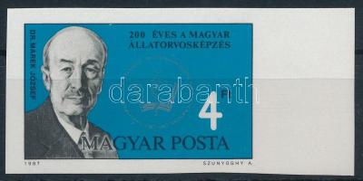 1987 200 éves a magyar állatorvosképzés vágott ívszéli bélyeg