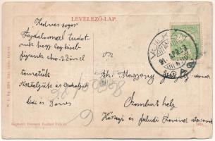 Vulkán, Zsilyvajdejvulkán, Jiu-Vaidei-Vulcan, Vulcan; látkép a Zsil folyóval. Ferenczi Emil, W. L. B...