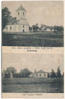 Németság, Sagu (Arad); Röm. kath. Kirche / római katolikus templom, gróf Szapáry kastély. Josef Eibert kiadása / Roman Catholic church, castle (EB)