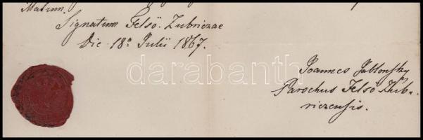 1867 Felsőzubrica (ma Zubrzyca Górna, Lengyelország) Magyar királyság legészakibb települése, anyakö...
