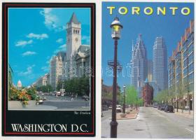 23 db MODERN külföldi város képeslap: USA, Kanada + 1 leporello / 23 modern foreign town postcards: ...