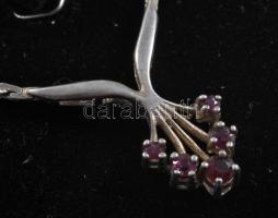 Ezüst (Ag) nyaklánc és gyűrű szett, kövekkel, 925-ös, m: 56, bruttó 8,5g, díszdobozban