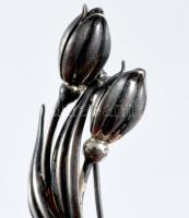 Ezüst (Ag) virág bross, jelzett, 800-as, 4,7g