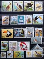 Madarak motívum tétel, 162 db bélyeg 8 lapos A/4 Lindner berakóban
