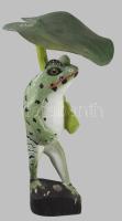 Levelibéka. Faragott, festett fa szobor. 42 cm