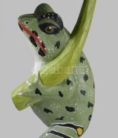Levelibéka. Faragott, festett fa szobor. 42 cm