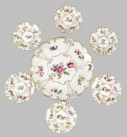 Ilmenau kis süteményes készlet. Kézzel festett, jelzett, hibátlan d: 8 cm, 18 cm