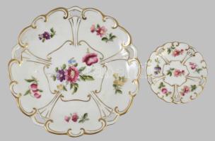 Ilmenau kis süteményes készlet. Kézzel festett, jelzett, hibátlan d: 8 cm, 18 cm