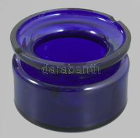 Kék üveg tálka, hamutál d: 12,5 cm