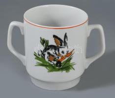 Román Stipo Dorohoi 1970-es évek retro porcelán gyermek bögre, kézzel festett, hibátlan 9 cm