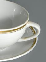 2 db Hollóházi leveses csésze, aljjal. Aranyozott, jelzett, minimális kopással