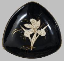 Iparművész német kerámia tál. Kézzel festett, jelzett, kopással d: 25 cm