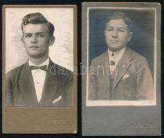 cca 1915-1930 Férfiportrék, 2 db vizitkártya Háber Henrik szombathelyi műterméből, az egyik sérült, 10,5x6,5 cm (Ritka!)