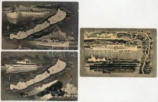 3 db modern magyar térképes képeslap. Képzőművészeti Alap Kiadóvállalata s: Farnadi Frigyes