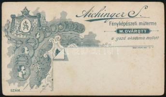 cca 1900 Anya gyermekeivel, vizitkártya Aichinger S. mosonmagyaróvári műterméből, 10x6 cm