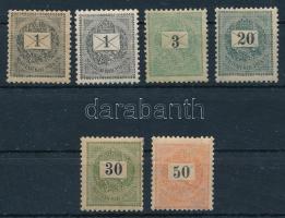 1899 6 db krajcáros bélyeg 12 : 11 3/4 fogazással (40.900) (50kr kis szakadás / small tear)