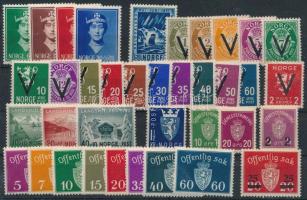 Norvégia 1926-1949 6 db teljes + 3 db hiányos kiadás stecklapon (1 érték falcos / hinged)