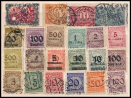 Deutsches Reich 22 db bélyeg elcsúszott értékszámmal vagy elfogazással + Mi 819 ívsarki húszastömb