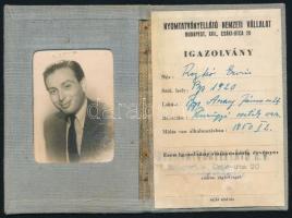 1950 Nyomtatványellátó Vállalat arcképes igazolványa