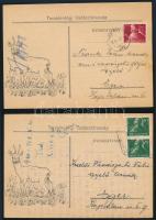 1948 A Tiszaörvényi Vadásztársaság 2 db meghívó levelezőlapja