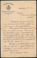 1917 Stubnyafürdő gyógyhely igazgatójának kézzel írt levele fejléces levélpapíron