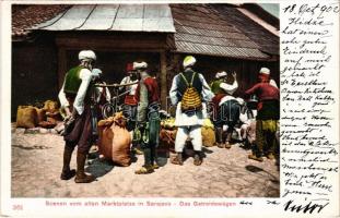 1902 Sarajevo, Scenen vom alten Marktplatze. Das Getreidewägen / market, bags of grain (fl)