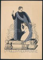 Sassy Attila (1880-1967): Dr. Holló Andor könyve (szecessziós ex libris), 1913 körül. Két színnel ké...