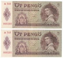 1939. 5P (2x) alacsony sorszámú sorszámkövetők "A 348 000280 - A 348 000281" T:XF Adamo P6