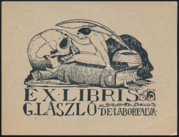 Sassy Attila (Aiglon, 1880-1967): Ex Libris G. László de Laborfalva (szecessziós könyvjegy), 1911. V...