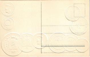Brasilien. Münzenkarte und Nationalflagge / Brazilian set of coins, currency exchange chart and flag...